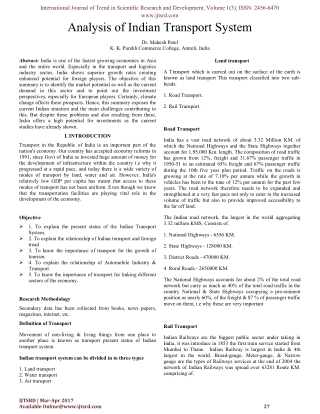 Analysis of Indian Transport System