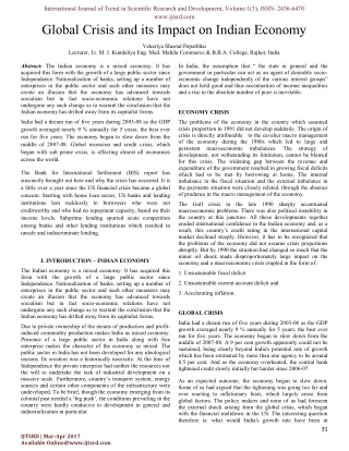 Global Crisis and its Impact on Indian Economy