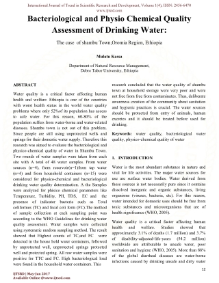 Bacteriological and physio chemical quality assessment of drinking water The case in shambu Town,Oromia Region, Ethiopia