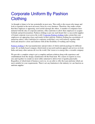 Corporate uniform manufacturer 