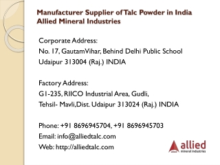 Manufacturer Supplier of Talc Powder in India Allied Mineral Industries