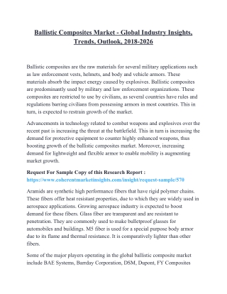 Ballistic Composites Market - Global Industry Insights, Trends, Outlook, 2018-2026