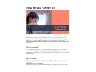 HOW TO USE PANTOP D?