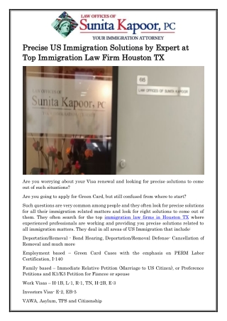 Precise US Immigration Solutions by Expert at Top Immigration Law Firm Houston TX