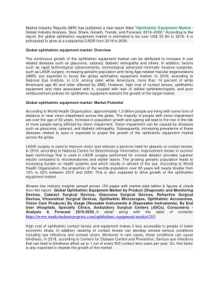 Global Ophthalmic Equipment Market statistics facts and figures 2019