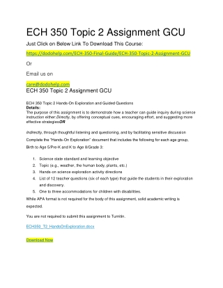 ECH 350 Topic 2 Assignment GCU