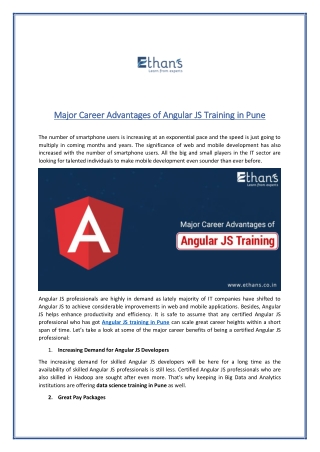 Top 3 Career Advantages of Angular JS Training