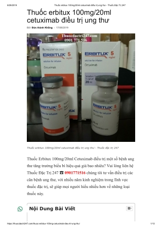 Thuoc erbitux 100mg/20ml cetuximab - Thuoc dac tri 247