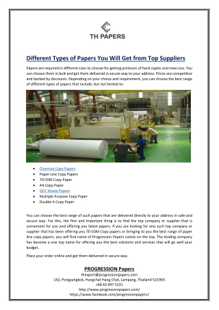 Different Types of Papers You Will Get from Top Suppliers