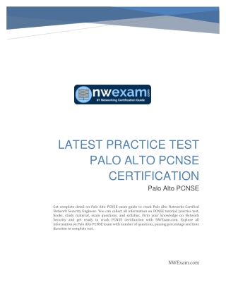 LATEST PRACTICE TEST PALO ALTO PCNSE CERTIFICATION