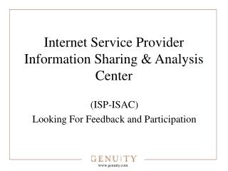 Internet Service Provider Information Sharing & Analysis Center