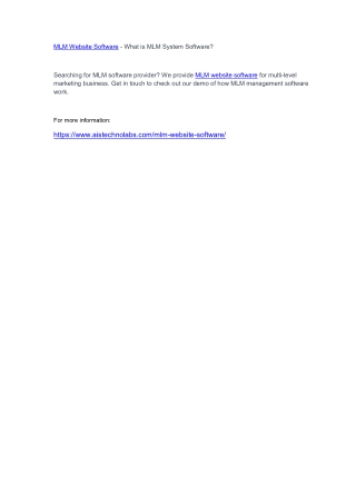 MLM Website Software - What is MLM System Software?