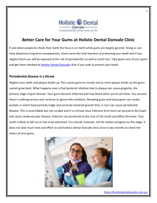 Better Care for Your Gums at Holistic Dental Donvale Clinic