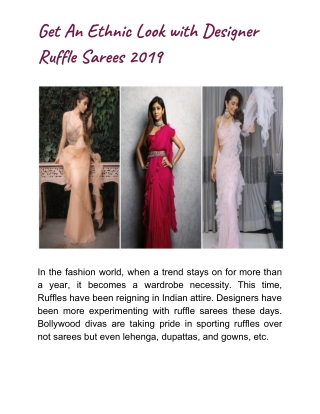 Designer Ruffle Sarees 2019