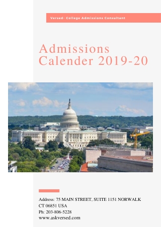 Academic Admissions Calender 2019-20 | Versed - Pre-College Planning Advice