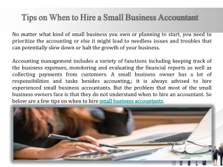 Tips on When to Hire a Small Business Accountant