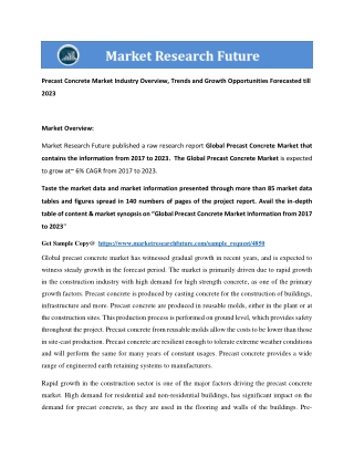 Precast Concrete Market Research Report - Forecast to 2023