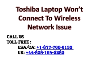 Toshiba Laptop Won’t Connect To Wireless Network Issue