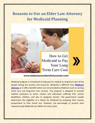 Reasons to Use an Elder Law Attorney for Medicaid Planning