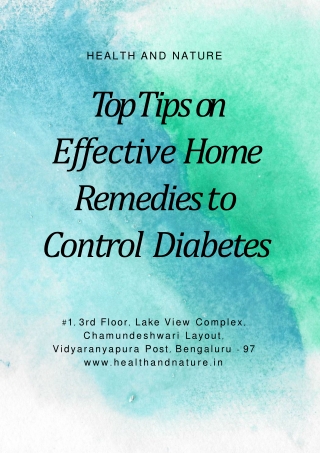 Top Tips on Effective Home Remedies to Control Diabetes