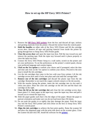 How to set up the HP Envy 5055 Printer?