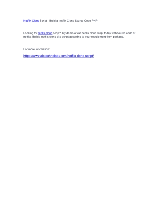 Netflix Clone Script - Build a Netflix Clone Source Code PHP
