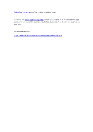 Online food delivery script - Top food delivery clone script