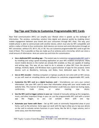 Top Tips and Tricks to Customise Programmable NFC Cards