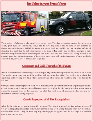 Fire Safety in your Events Venu