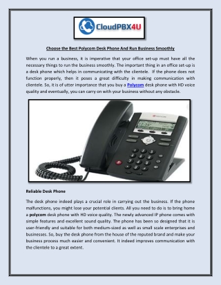 Choose the Best Polycom Desk Phone And Run Business Smoothly
