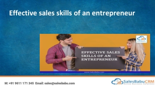 Effective Sales Skills Of An Entrepreneur
