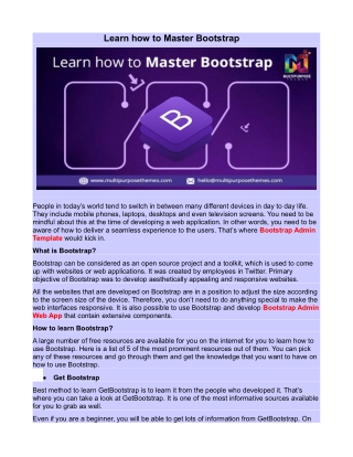 Learn how to Master Bootstrap