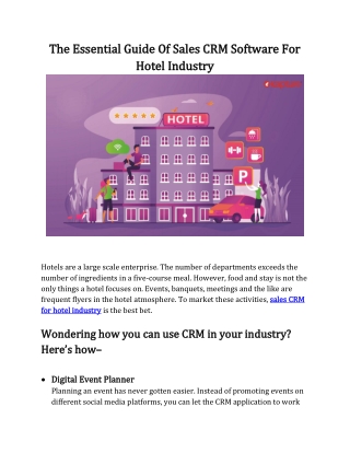 The Essential Guide Of Sales CRM Software For Hotel Industry