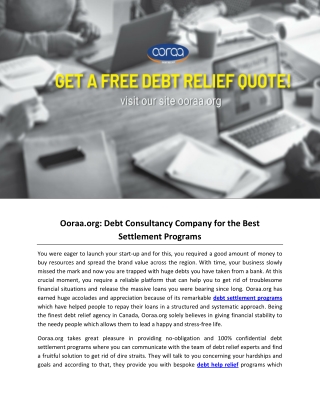Ooraa.org: Debt Consultancy Company for the Best Settlement Programs