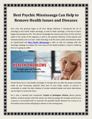 Best Psychic Mississauga - Solve Your Health Issues