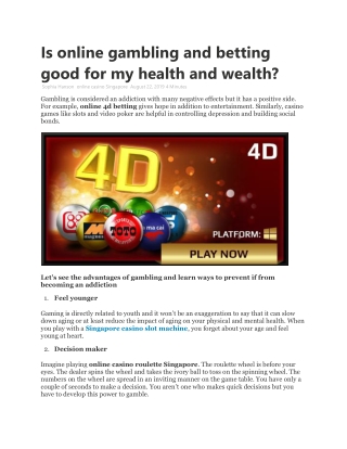 Is online gambling and betting good for my health and wealth?