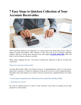 7 Easy Steps to Quicken Collection of Your Accounts Receivables