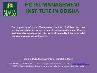 Hotel Management Institute in Odisha