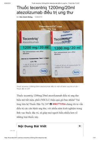 Thuoc tecentriq 1200mg/20ml atezolizumab - Thuoc dac tri 247