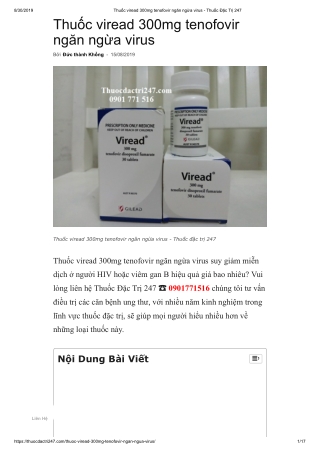 Thuoc viread 300mg tenofovir - Thuoc dac tri 247