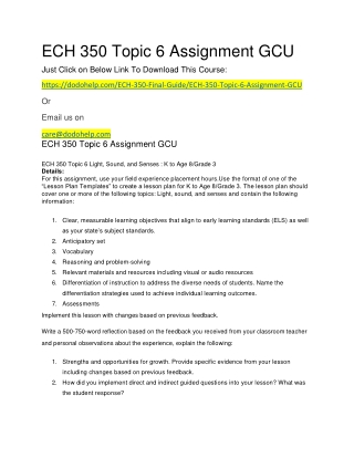 ECH 350 Topic 6 Assignment GCU