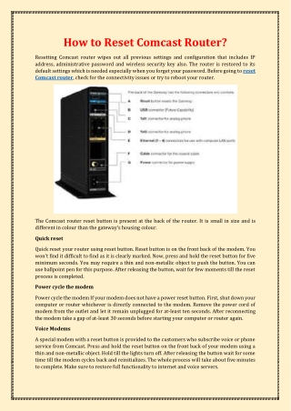 How to Reset Comcast Router?