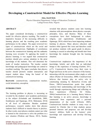 Developing a Constructivist Model for Effective Physics Learning