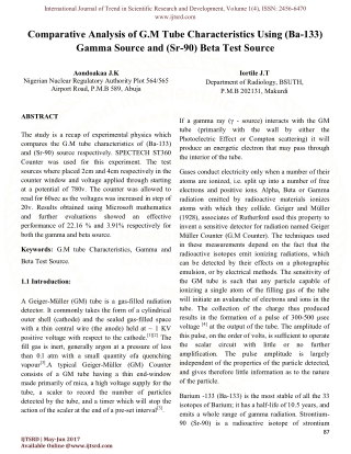 Comparative Analysis of G.M Tube Characteristics Using (Ba-133) Gamma Source and (Sr-90) Beta Test Source