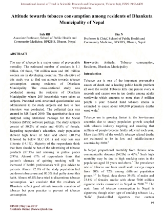 Attitude towards tobacco consumption among residents of Dhankuta Municipality of Nepal