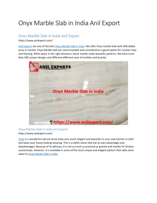 Onyx Marble Slab in India Anil Export