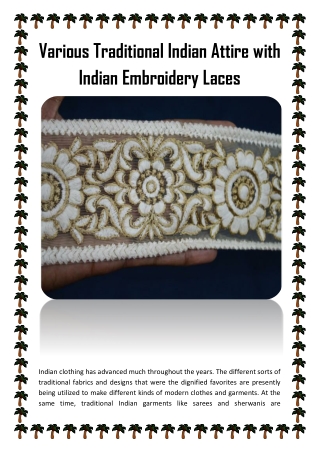 Various Traditional Indian Attire with Indian Embroidery Laces