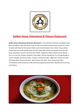 15% Off - Golden House Vietnamese & Chinese Restaurant-Springfield - Order Food Online