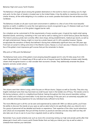 Bahamas Yacht Charters and Luxury Boat Rentals | Nassau the Bahamas
