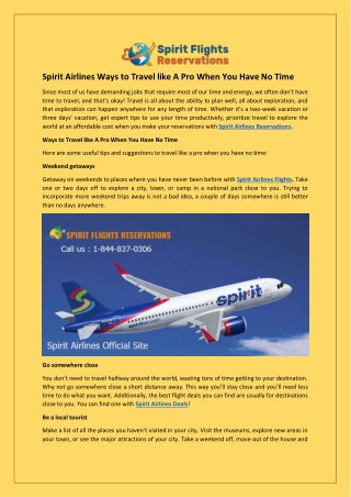 Spirit Airlines Ways to Travel like A Pro When You Have No Time